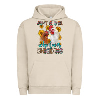 Pigment French Oak just a girl who loves chickens Urban Hoodie - Zillion Design Studio