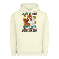 Pigment Pistachio just a girl who loves chickens Urban Hoodie - Zillion Design Studio