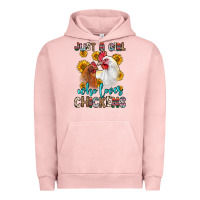 Pigment Salmon just a girl who loves chickens Urban Hoodie - Zillion Design Studio