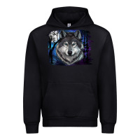 Black wolf and full moon Urban Hoodie - RanaPortraitStore