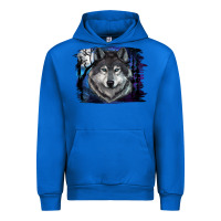 Cobalt wolf and full moon Urban Hoodie - RanaPortraitStore