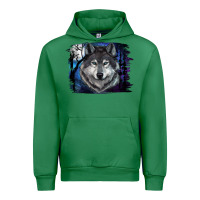 Emerald wolf and full moon Urban Hoodie - RanaPortraitStore
