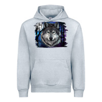 Heather Grey wolf and full moon Urban Hoodie - RanaPortraitStore
