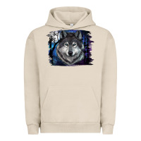 Pigment French Oak wolf and full moon Urban Hoodie - RanaPortraitStore