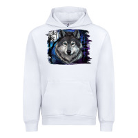 White wolf and full moon Urban Hoodie - RanaPortraitStore