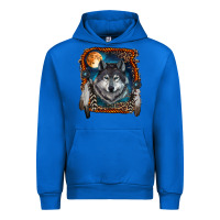 Cobalt wolf and feathers Urban Hoodie - RanaPortraitStore