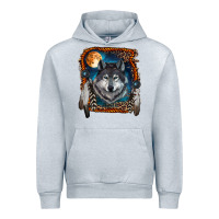 Heather Grey wolf and feathers Urban Hoodie - RanaPortraitStore