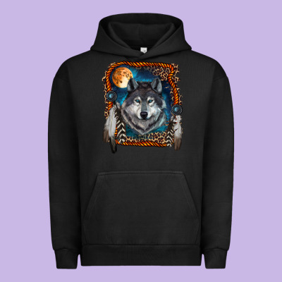 Wolf And Feathers Urban Hoodie Designed By Ranaportraitstore