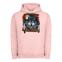 Pigment Salmon wolf and feathers Urban Hoodie - RanaPortraitStore