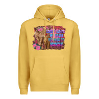 Antique Gold sorry ladies my heart belongs to mommy highland cow and calf Premium Hoodie - RanaPortraitStore