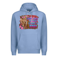 Colony Blue sorry ladies my heart belongs to mommy highland cow and calf Premium Hoodie - RanaPortraitStore