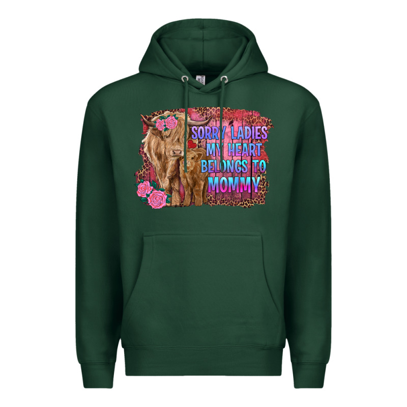 Sorry Ladies My Heart Belongs To Mommy Highland Cow And Calf Premium Hoodie by RanaPortraitStore | Teevron