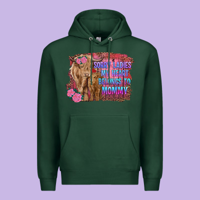 Sorry Ladies My Heart Belongs To Mommy Highland Cow And Calf Premium Hoodie Designed By Ranaportraitstore