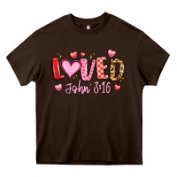 Chocolate Brown loved john 3 16 Heavy Core Tee - LillyAllenDesigns