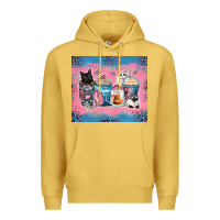 Antique Gold cat coffee cups Premium Hoodie - Zillion Design Studio
