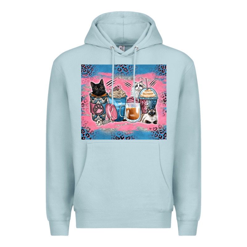 Cat Coffee Cups Premium Hoodie by Zillion Design Studio | Teevron
