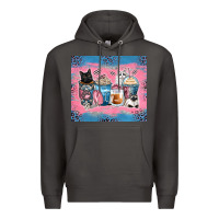 Smoke cat coffee cups Premium Hoodie - Zillion Design Studio