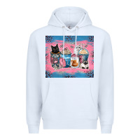White cat coffee cups Premium Hoodie - Zillion Design Studio