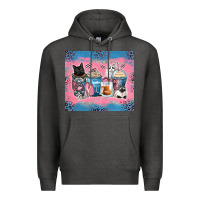 Charcoal Heather cat coffee cups Premium Hoodie - Zillion Design Studio