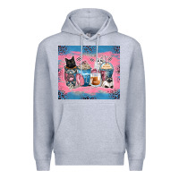 Heather Grey cat coffee cups Premium Hoodie - Zillion Design Studio