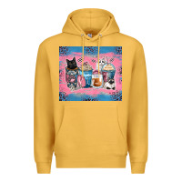 Mustard cat coffee cups Premium Hoodie - Zillion Design Studio