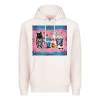 Pale Pink cat coffee cups Premium Hoodie - Zillion Design Studio