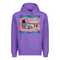 Purple cat coffee cups Premium Hoodie - Zillion Design Studio