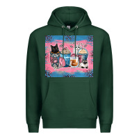 Sports Green cat coffee cups Premium Hoodie - Zillion Design Studio