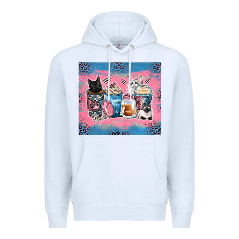 Cat Coffee Cups Premium Hoodie by Zillion Design Studio | Teevron