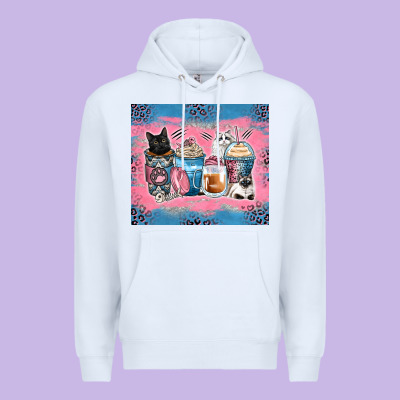 Cat Coffee Cups Premium Hoodie Designed By Zillion Design Studio