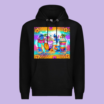 Stitch Summer Coffee Cups Premium Hoodie Designed By Zillion Design Studio