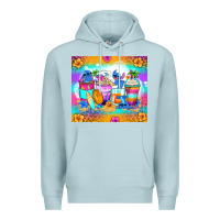 Blue Mist stitch summer coffee cups Premium Hoodie - Zillion Design Studio