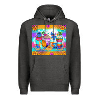 Charcoal Heather stitch summer coffee cups Premium Hoodie - Zillion Design Studio