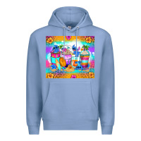Colony Blue stitch summer coffee cups Premium Hoodie - Zillion Design Studio