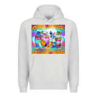 Dove Grey stitch summer coffee cups Premium Hoodie - Zillion Design Studio