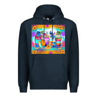 Navy stitch summer coffee cups Premium Hoodie - Zillion Design Studio