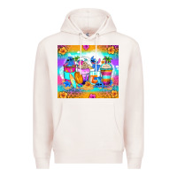 Pale Pink stitch summer coffee cups Premium Hoodie - Zillion Design Studio