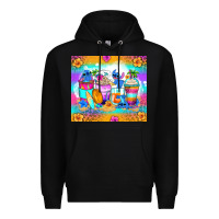 Black stitch summer coffee cups Premium Hoodie - Zillion Design Studio