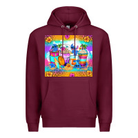 Burgundy stitch summer coffee cups Premium Hoodie - Zillion Design Studio