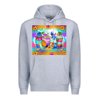Heather Grey stitch summer coffee cups Premium Hoodie - Zillion Design Studio