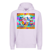 Lilac stitch summer coffee cups Premium Hoodie - Zillion Design Studio