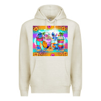 Oatmeal Heather stitch summer coffee cups Premium Hoodie - Zillion Design Studio