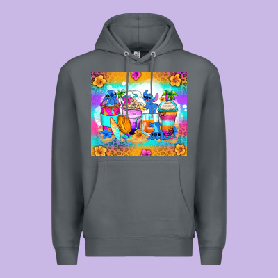 Stitch Summer Coffee Cups Premium Hoodie Designed By Zillion Design Studio