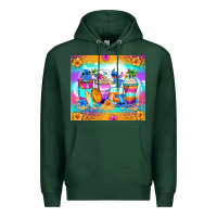 Sports Green stitch summer coffee cups Premium Hoodie - Zillion Design Studio