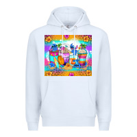 White stitch summer coffee cups Premium Hoodie - Zillion Design Studio