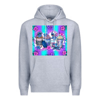 Heather Grey stitch coffee cups Premium Hoodie - Zillion Design Studio