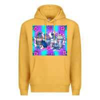 Mustard stitch coffee cups Premium Hoodie - Zillion Design Studio