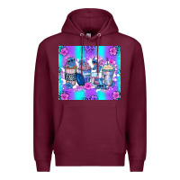 Burgundy stitch coffee cups Premium Hoodie - Zillion Design Studio