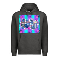 Charcoal Heather stitch coffee cups Premium Hoodie - Zillion Design Studio