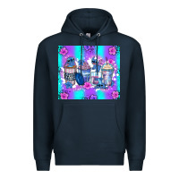 Navy stitch coffee cups Premium Hoodie - Zillion Design Studio